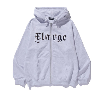 Patched Logo Zip Up Hoodie Sweatshirt